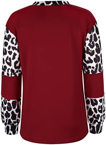 Blockенски бои Блок кошули со долги ракави блуза каузални кошули леопард печати маички кошули долги женски врвови блуза блуза