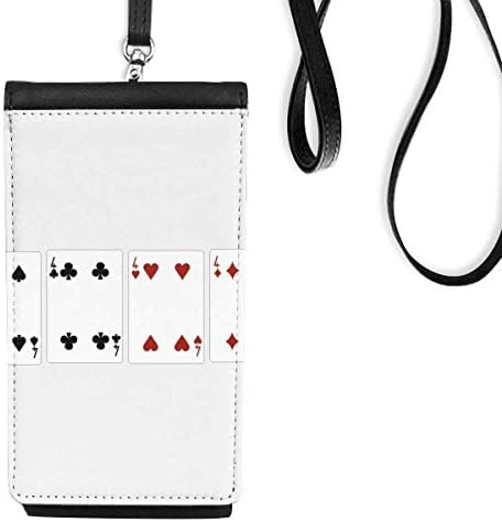 4 срцев лопата дијамантски клуб образец Телефонска чанта чанта што виси мобилна торбичка црн џеб