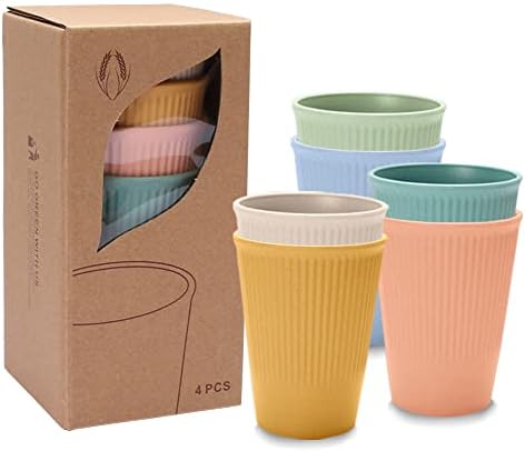 Golandstar Portable пченица Cafe Cafe Cafe Chign 6pcs Постави нераскинливи чаши чаши чаши за вода, млеко, сок, чај, пиво, итн