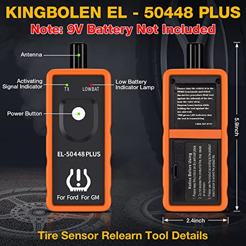 Kingbolen EL-50448 Plus TPMS Relern алатка за Ford GM Automotive Tire Monitor Monitor Monitor Sensor 315/433 MHz Алатка за