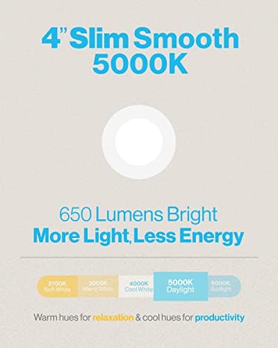 Sunco 12 Пакет 4 Инчен Ултра Тенок LED Вдлабнати Тавански Светла Тенок, 5000k Дневна Светлина, Затемнета, 10W=60W, Мазна Облога, Тенка