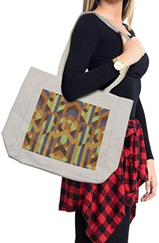 Торба за купување тонови на Земјата Амбесон, геометриска шема со ретро стил инспирирана од сложеност на готска ера, еколошка торба за еднократна употреба за плажа ?