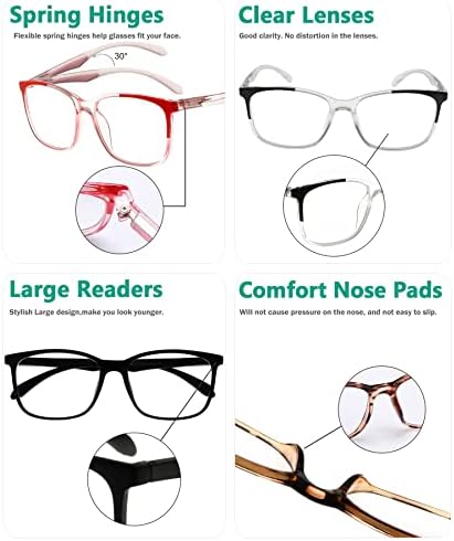 Eyekepper 5 за пакување очила за читање Womenенски читатели на голема рамка мажи +2,00