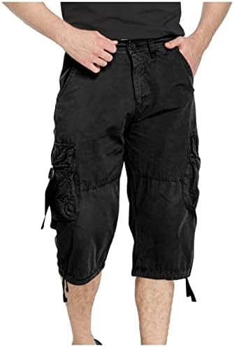 Машки карго шорцеви, летни нови големи шорцеви Машки лабави обични панталони со панталони со повеќе џебови