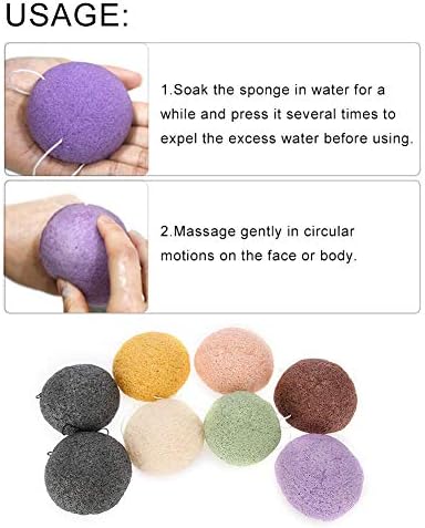 Сет за трепет на лице за миење на konjac, 8pcs, тип чисто тело сунѓери алатки за масажа за длабоко чистење на пори, ексфолирачки