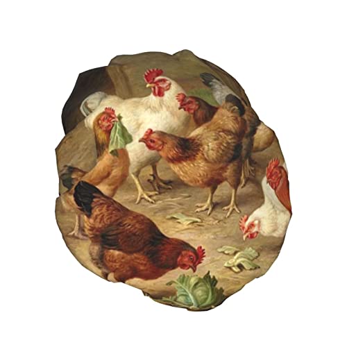 Печено пилешко кокошка, печатена капа за туширање, водоотпорни капачиња за еднократно бања за жени, мажи, момчиња и девојки спа салон