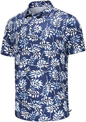 Purltoan машки поло маици со кратки ракави суво вклопување перформанси мода лежерна голф поло маици тропска плажа