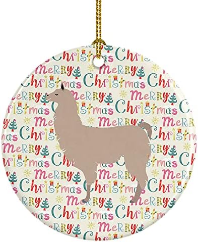 Богатства на Каролина WDK2761CO1 Лама Божиќна керамички украс, украси за новогодишни елки за дома, виси украс за Божиќ, празник, забава, подарок,