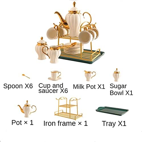 TJLSS Тиква текстура злато вметната коска Кина кафе сет чај постави керамички тенџере чајник чаша чаша чаша чај европски сет за кафе