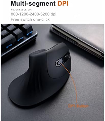 Cuifati Вертикална Глувчето Безжичен, 2.4 GHz Безжичен Глушец со 6 Копчиња, 3200 DPI Прилагодливи Игри Глувчетоouseономски ЗА КОМПЈУТЕР