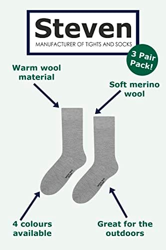 Чорапи од мерино волна од 3 пар Менс | Стивен | Лесни топла екипа за подигање чорапи за подигање
