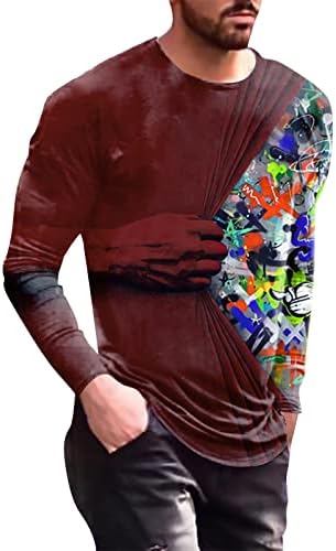 XXBR Менс војник со долги ракави маици пад на улица 3Д дигитална маица за печатење атлетски тренинг редовно вклопување мускулни врвови на