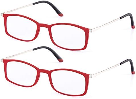 Лино 2 парчиња Практични Очила За Читање За Мобилни Телефони Со Метална Рамка-Црвена +1.00