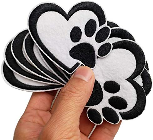 2,6 „x2.5“ 12 парчиња кучиња шепа од шепа од шепа на срцево железо на везени закрпи Апликација машина за шиење на машини за везење