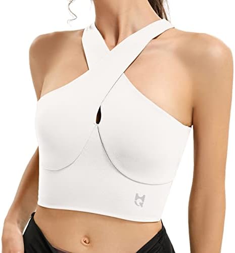 H-Quenby Halter Sports Sports Bras For Women, Longline Criss-Cross Padded Spapy Sports Bras Truickuling Yoga Crop Top Medium Поддршка