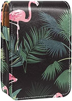 Случај За Кармин Со Огледало Фламинго Тропски Лисја Држач За Сјај За Усни Преносна Кутија За Складирање Кармин Торба За Шминка За Патување Мини