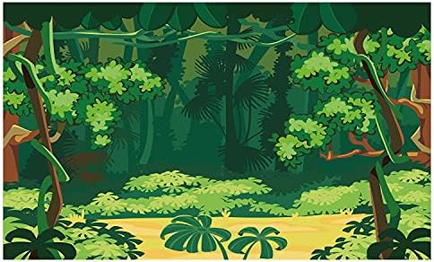 Амбесон џунгла остава држач за четкичка за заби, илустрација на цртани филмови на егзотичен пејзаж на шума Глајд, на отворено, декоративни