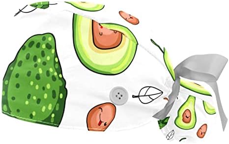 Yidax 2 парчиња овошје авокадо Беспрекорна шема Работно капаче со копчиња и вратоврска со лента за долга коса