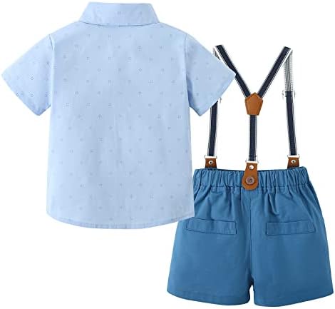 Костуми за облека за бебиња на Ниликаста, лето лето за кратка кошула+лакови+суспендери шорцеви поставува џентлменски свадбени облеки
