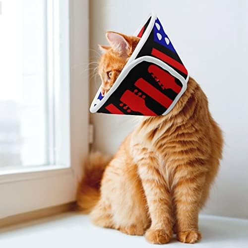 Гитара Американско Знаме Куче Конус Јака Прилагодлива Јака За Обновување На Миленичиња Заштитна Јака За Кучиња Мачки