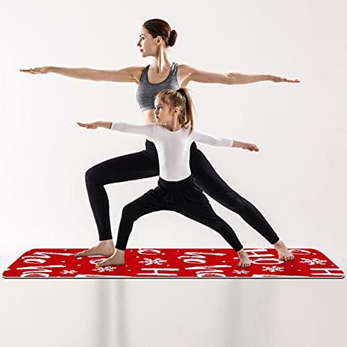 6мм Екстра густа јога мат, Божиќна црвена печатена еко-пријателска вежба за вежбање, пилатес мат со јога, тренингот, основно фитнес