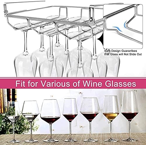 DVTEL вина стаклена полица, наопаку домашна железничка уметничка полица, чаша за вино што виси решетки за складирање