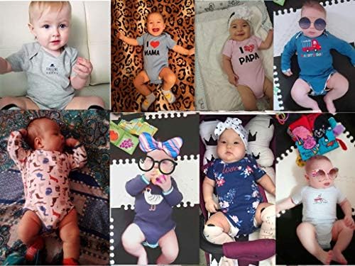 Kiddiezoom унисекс бебе памучна облека за бебиња за бебиња со 6-пакувања со кратки ракави со кратки ракави