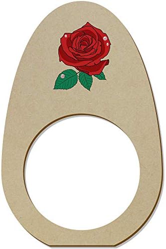 Азиеда 5 x 'црвена роза' дрвена салфетка прстени/држачи
