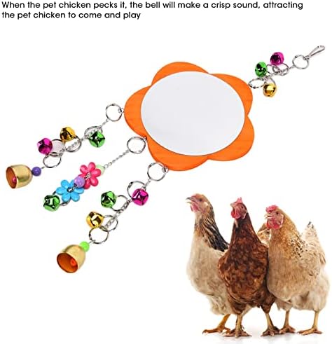 Играчки за пилешко огледало на Глоглоу, огледало за играчки за пилешко миленичиња скршено отпорно огледало на играчки со петел со ланец на