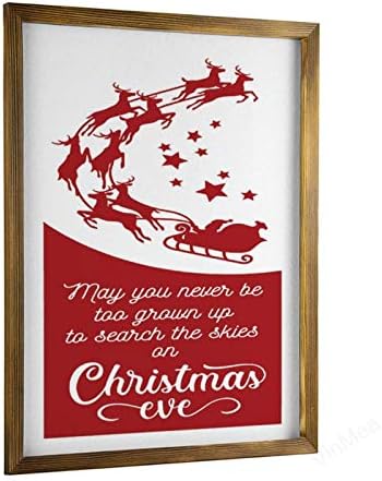 Винмеа Дома Декор знак на дрво Божиќна врата врамена од дрво, знак на рустикална wallидна уметност 16 x20