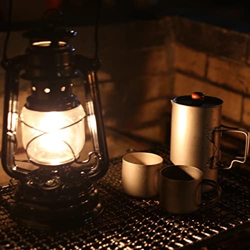 Сребрен титаниум кафе кафе француски печат за кампување со чаши за патувања за пешачење за пешачење за ранец
