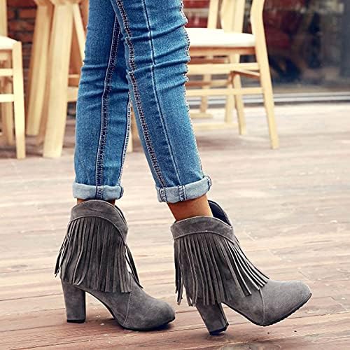 Левос чизми за жени чизми на глуждот, модни чизми за пети, бури, наредени потпетици кои работат со одење чизми за кратки чизми