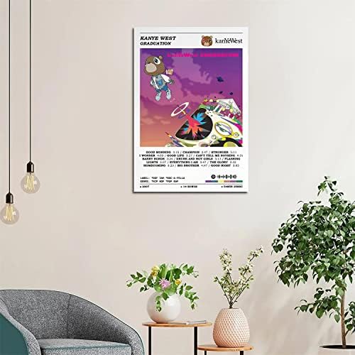Канје Вест Постер Дипломирање албум за насловната постерска соба декор платно wallидна уметност печатена нерасположена рамка 16x24inch
