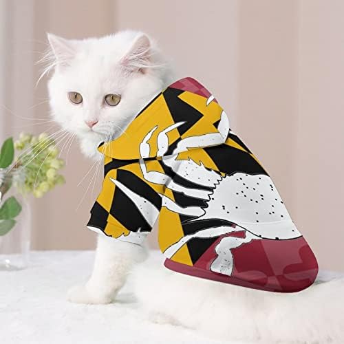 Мериленд знаме рак мачка со едно парче кошула трендовски костум за кучиња со додатоци за домашно милениче