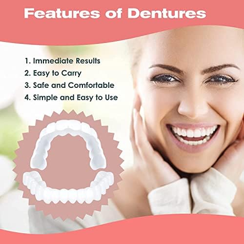 Лажни заби, заби за протези од 4 парчиња за жени и мажи, стоматолошки фурнири за привремена реставрација на забите, природа и