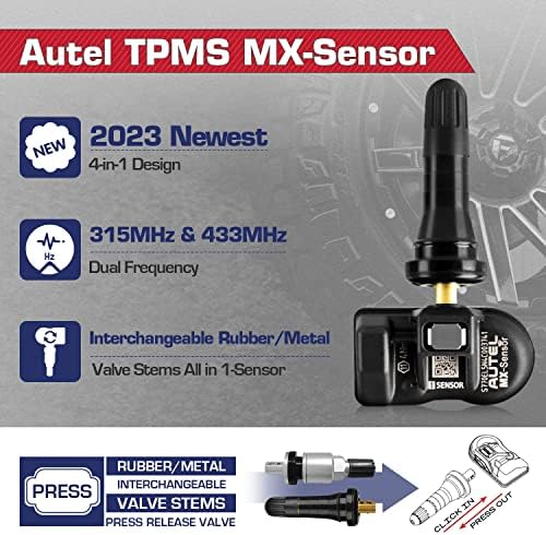 Autel TPMS MX-сензорот, 1-сензор 315MHz + 433MHz сензор за замена на гуми со двојна фреквенција за сите автомобили, исто како и сензорот