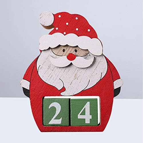 Амосфун Божиќен Календар За Одбројување Блокови Дрвен Календар За Биро 2020 Стоечки Дедо Мраз Снешко Ирваси Фигура Божиќен Камин Полица