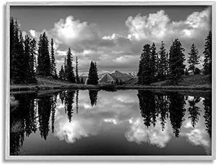 СТУПЕЛ ИНДУСТРИИ Облачно езерски Планински рефлексија високи пејзажи за фотографирање, дизајниран од J.C. Leacock Grey Framed