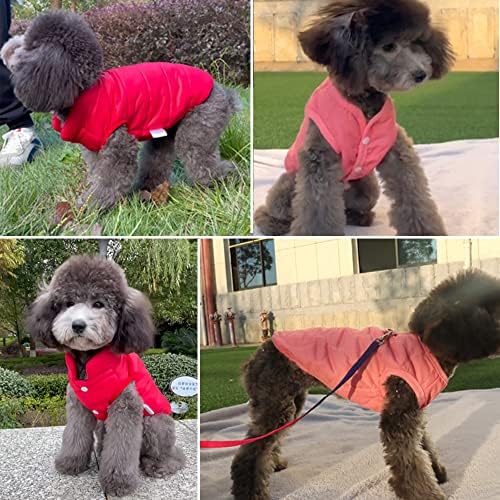 Зимска топла облека за кучиња за мали кучиња ветровизора кучиња надолу јакна цврста боја кучиња палто јакна со облека за облека