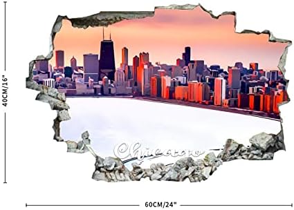 Кокочен американски Илиноис Чикаго сликарство уметност во Чикаго Сити Вју 3Д wallидни налепници Мурал wallид уметност Отстранлив