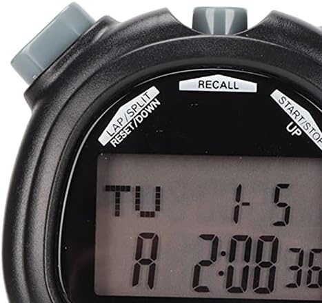 Мултифункционален електронски дигитален спортски тајмер за стопирање, 2 линии прикажуваат со време на датум и функција за аларм за