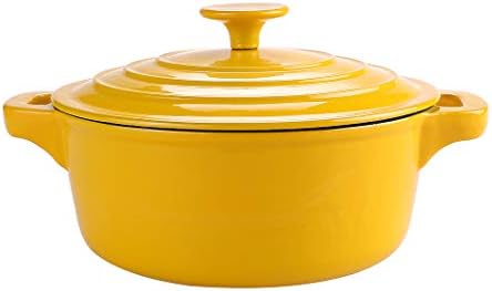 Тенџере од жолто леано железо ОД 23 СМ, тенџере со емајл, тенџере за супа, шпорет за индукција на гас