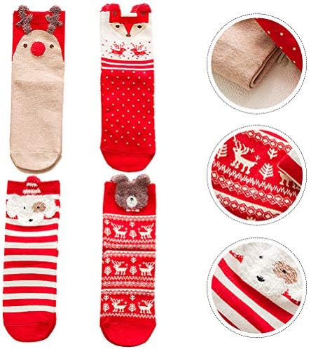 Галпада Божиќни Чорапи 4 Пара Топли Чорапи Божиќни Чорапи Удобни Памучни Чорапи