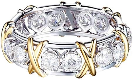 Женски венчален прстен Стерлинг сребрен целосен дијамантски прстен Wandенски венчален прстен за жени додатоци за накит ветувачки прстени