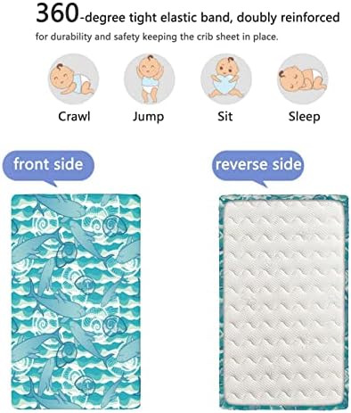 Ајкула тематски вграден креветче за креветчиња, стандарден сад за душек за креветчиња, меки дете за деца, вградени листови за креветчиња