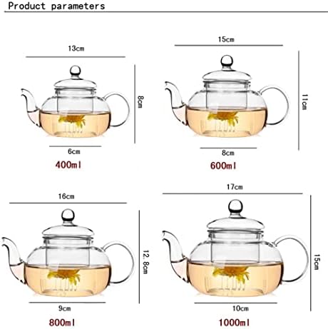 UXZDX отпорен на топлина стаклен сад за чај, практично шише цвет чајник со инфузер чај лисја од билкан кафе