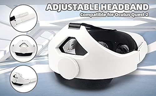 Ooavr VR лента за глава и VR подлога за лице за мета/окулус потрага 2, удобно и прилагодлива елитна глава за различна форма на глава, стабилна