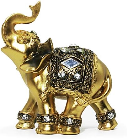 Mose Cafolo 3.8 Златен слон фигура статуа за добро богатство на Фенг Шуи среќа за домашен декор