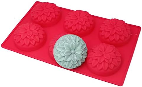 X-haibei Round Dahlia цветни калапи силиконски сапун бања бомба jello торта правејќи материјали 3oz по клетка диа. 3инч
