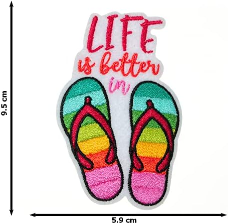 JPT - Lifeивотот на сандали е подобар во плажа морето патување везено железо/шиење на закрпи значка симпатична лого -лепенка на